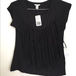 Small black fringe top